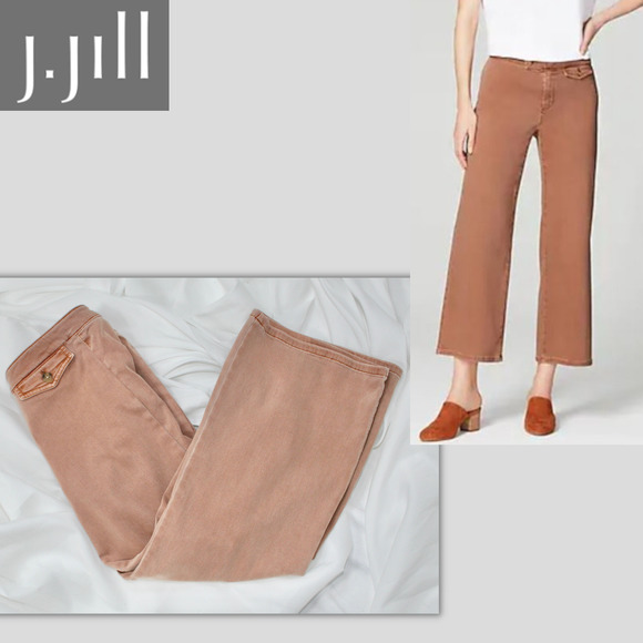 J. Jill Wide Leg Crop Denim Pants Cinnamon Henna Fall Winter Spring MidRise - Picture 2 of 11